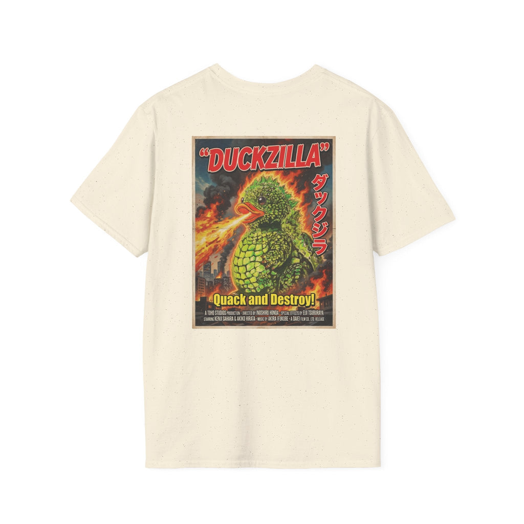 Duckzilla Retro Kaiju T-Shirt – Vintage Japanese Monster Movie Duck Graphic Tee T-Shirt hand painted duck art card, collectible mini art, travel souvenir, cruise gift idea - The Duck & Compass Society