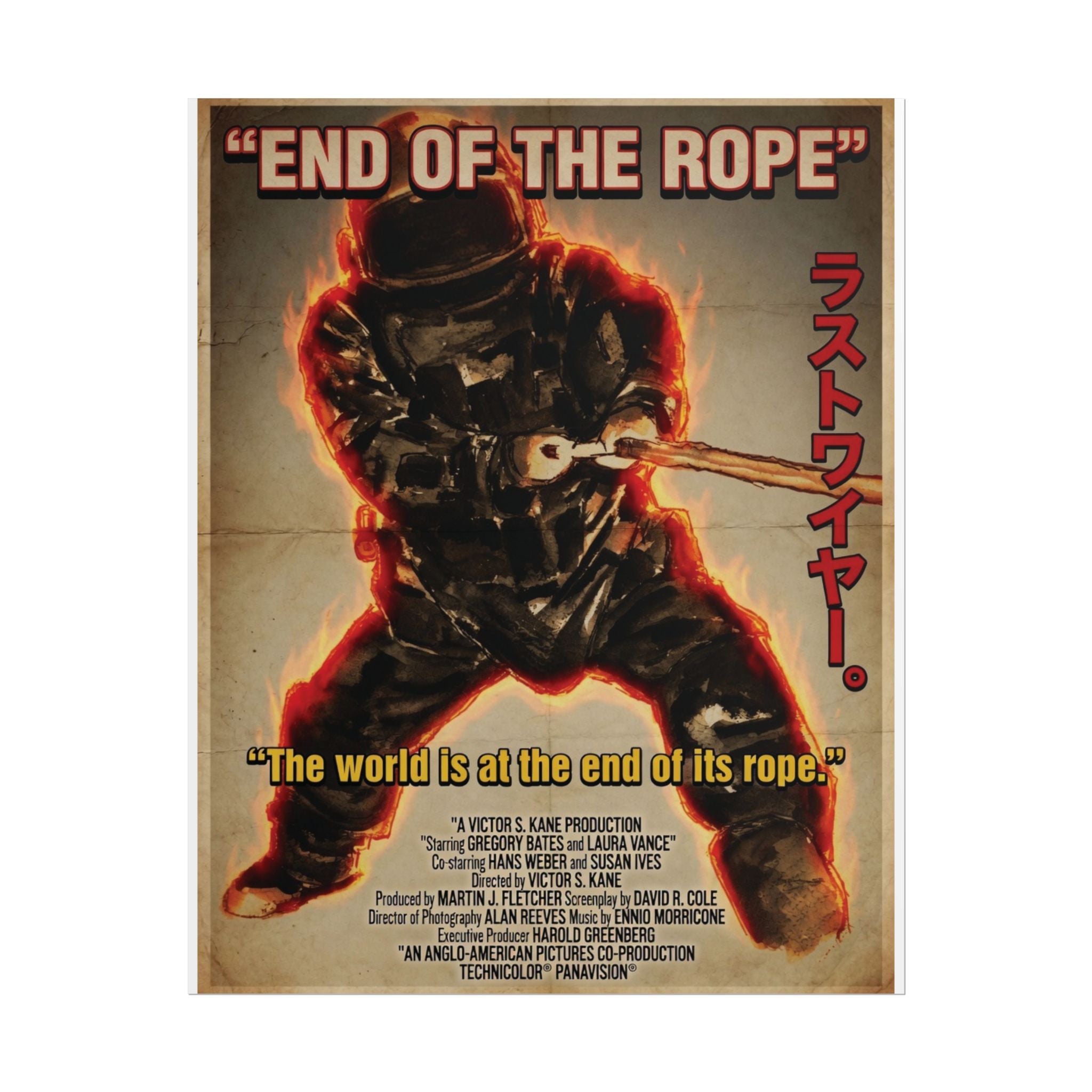 End of the Rope – Vintage EOD Action Movie Poster Print by Timothy Colomer Poster hand painted duck art card, collectible mini art, travel souvenir, cruise gift idea - The Duck & Compass Society