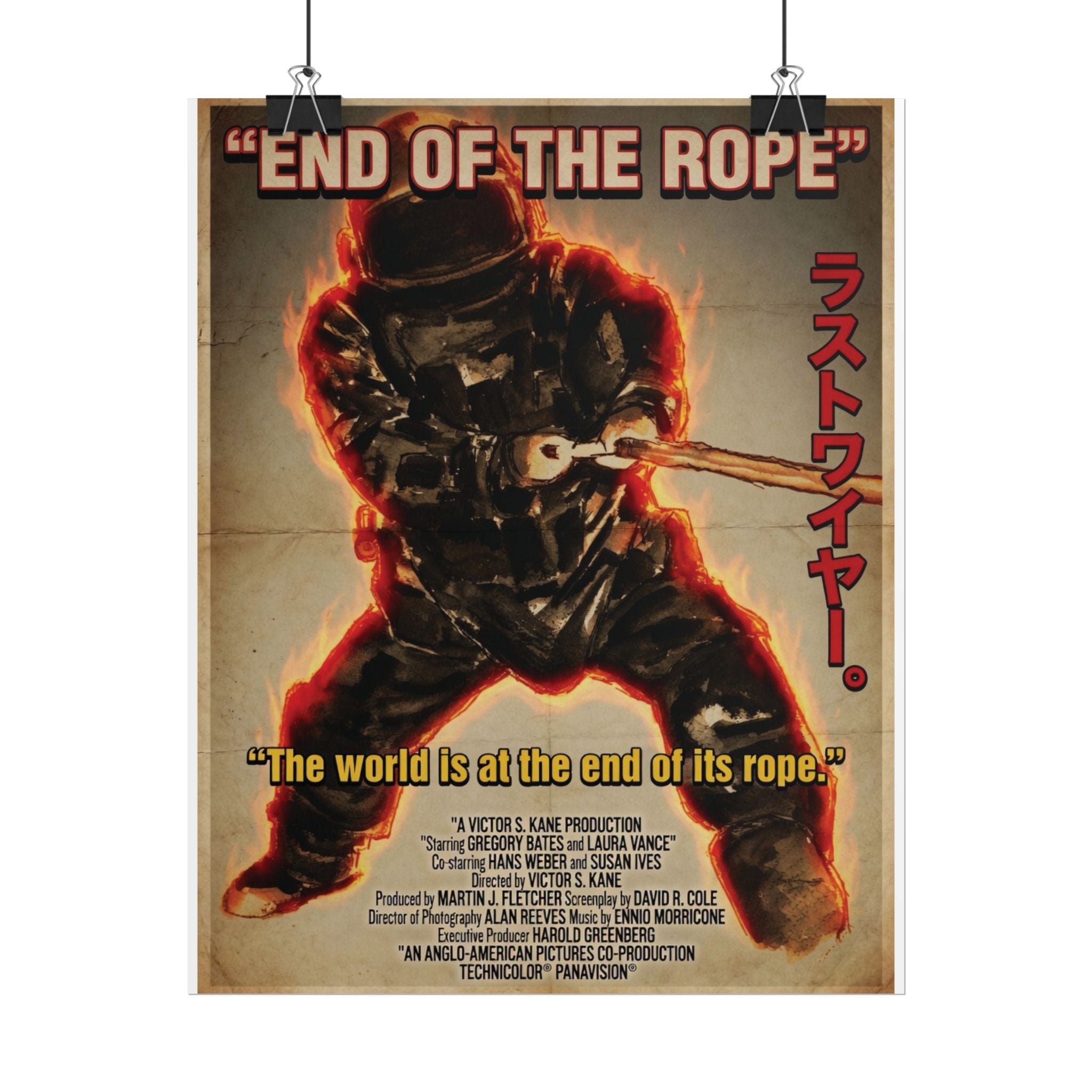 End of the Rope – Vintage EOD Action Movie Poster Print by Timothy Colomer Poster hand painted duck art card, collectible mini art, travel souvenir, cruise gift idea - The Duck & Compass Society