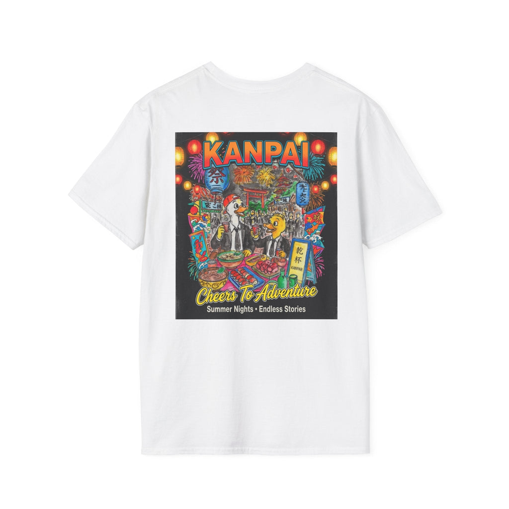 Kanpai – Endless Summer Japan Festival T-Shirt | Official Bruce Brown Films Retro Travel Tee T-Shirt hand painted duck art card, collectible mini art, travel souvenir, cruise gift idea - The Duck & Compass Society