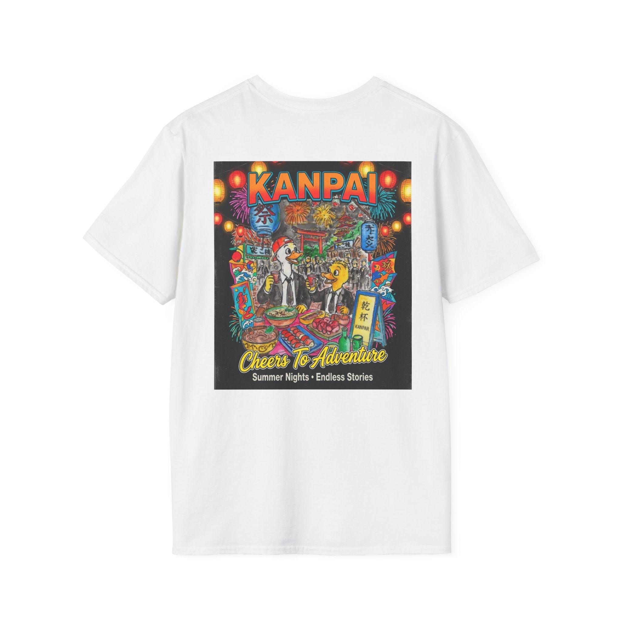Kanpai – Endless Summer Japan Festival T-Shirt | Official Bruce Brown Films Retro Travel Tee T-Shirt hand painted duck art card, collectible mini art, travel souvenir, cruise gift idea - The Duck & Compass Society