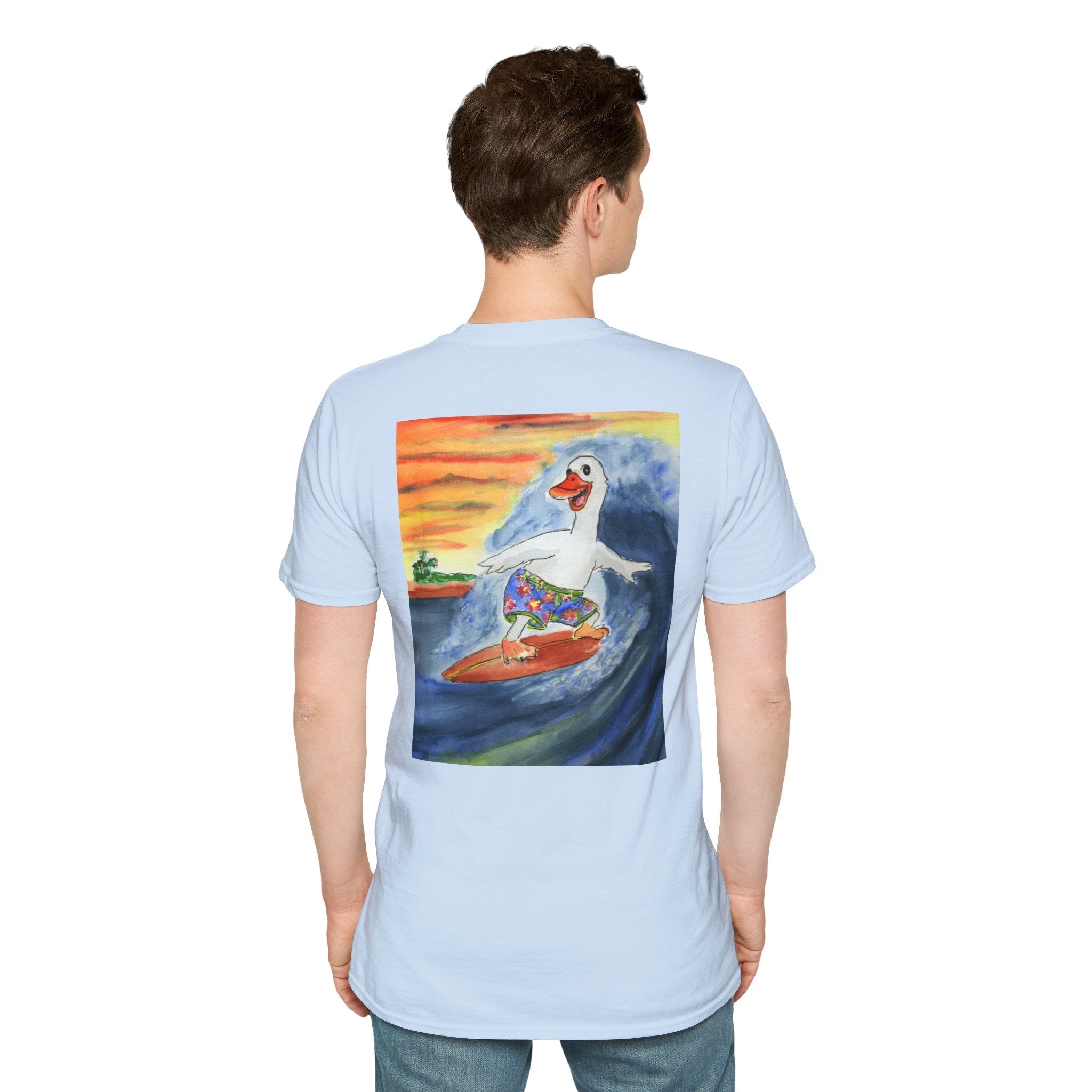 Mike Tubed - Premium Tee T-Shirt hand painted duck art card, collectible mini art, travel souvenir, cruise gift idea - The Duck & Compass Society