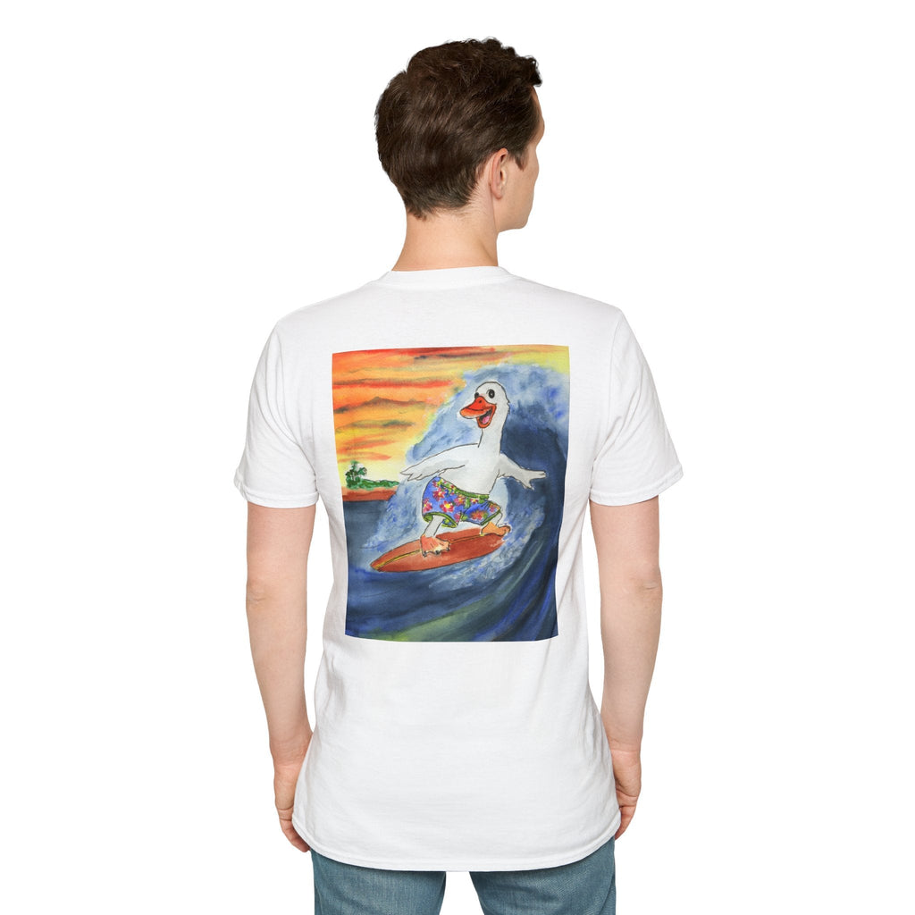 Mike Tubed - Premium Tee T-Shirt hand painted duck art card, collectible mini art, travel souvenir, cruise gift idea - The Duck & Compass Society