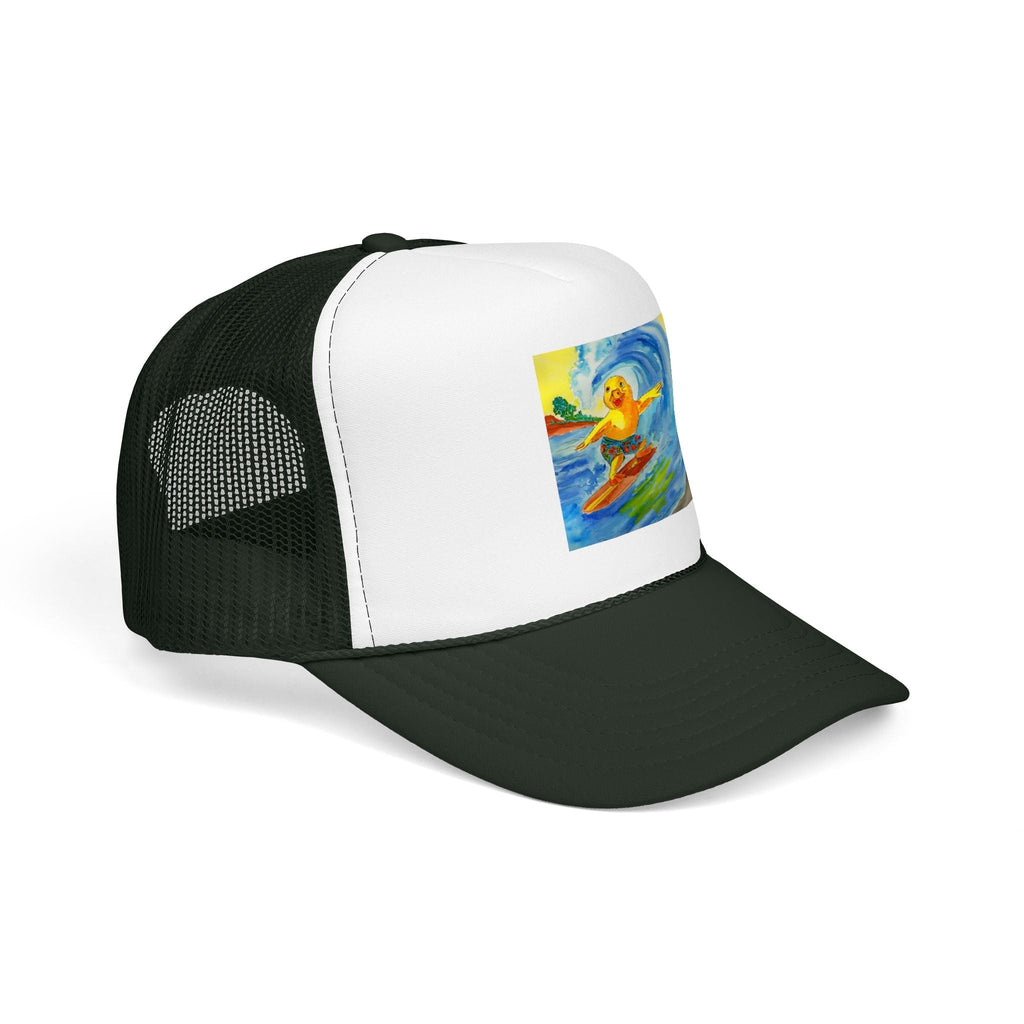 Robert Tubed Trucker Hat Hats hand painted duck art card, collectible mini art, travel souvenir, cruise gift idea - The Duck & Compass Society