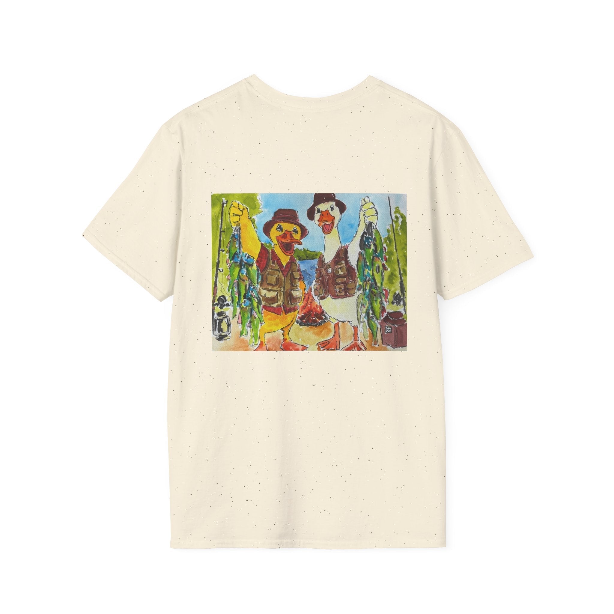 The Catch – Robert & Mike - Premium Tee T-Shirt hand painted duck art card, collectible mini art, travel souvenir, cruise gift idea - The Duck & Compass Society