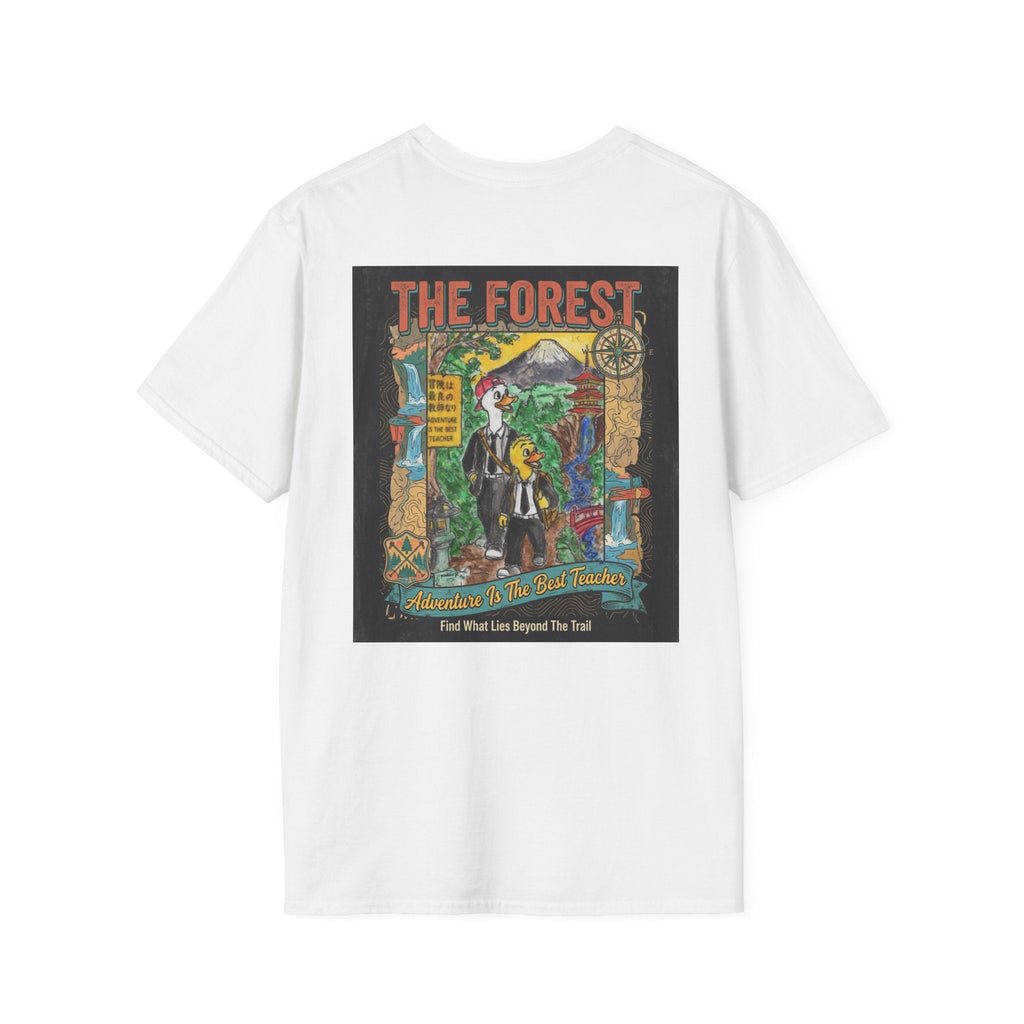 The Forest – Adventure Is The Best Teacher | Endless Summer Japan Vintage Surf Travel T-Shirt T-Shirt hand painted duck art card, collectible mini art, travel souvenir, cruise gift idea - The Duck & Compass Society