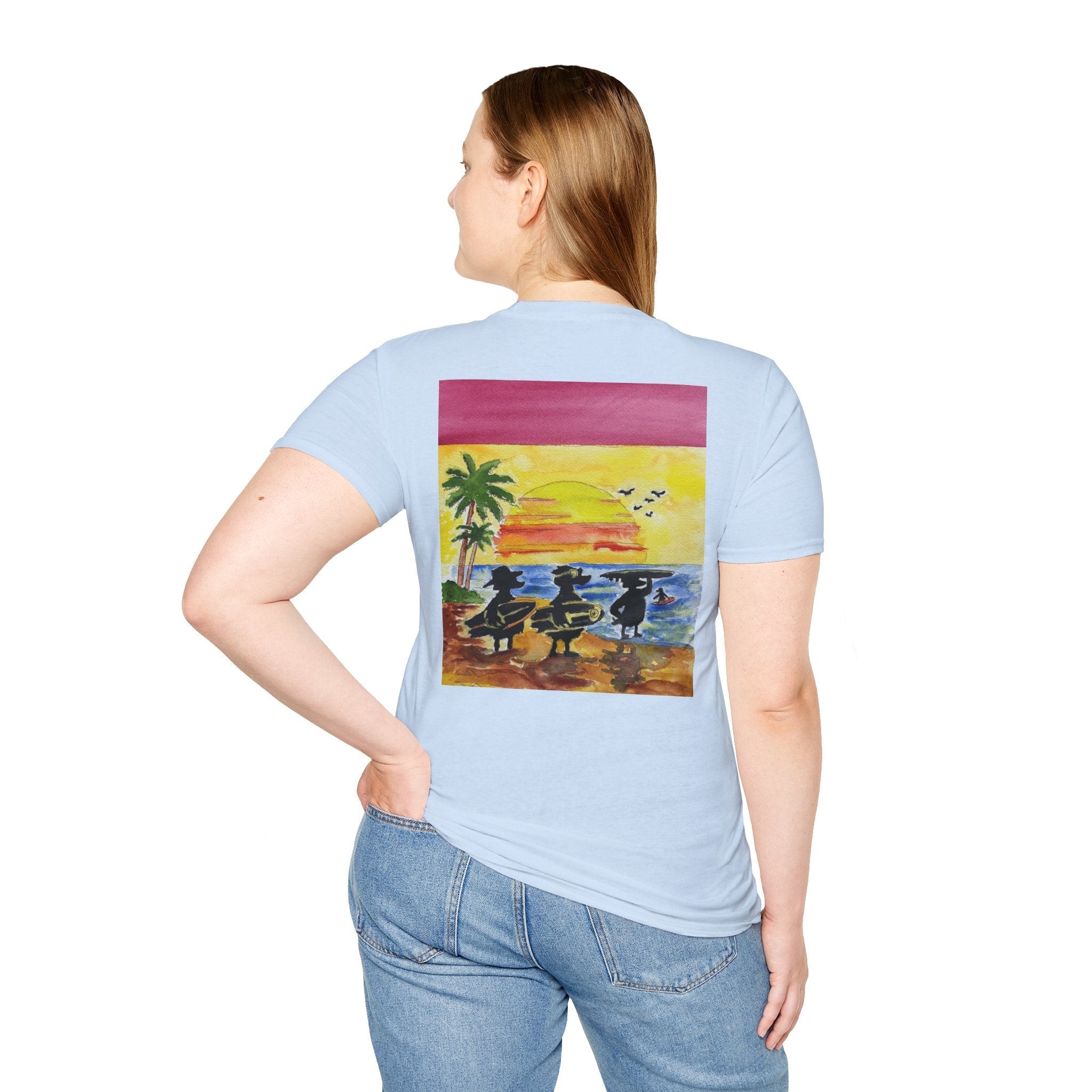 The Horizon – Premium Tee T-Shirt hand painted duck art card, collectible mini art, travel souvenir, cruise gift idea - The Duck & Compass Society