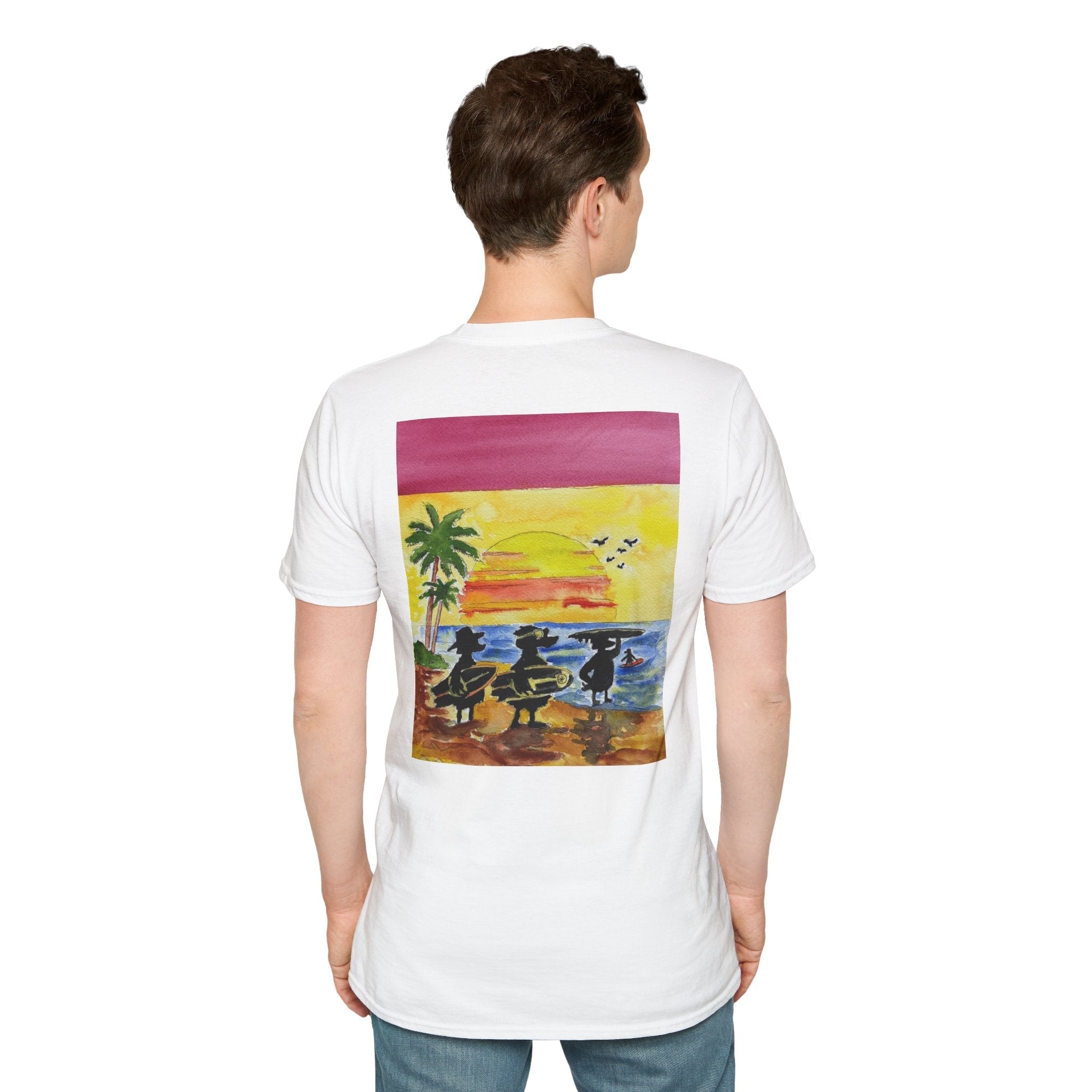 The Horizon – Premium Tee T-Shirt hand painted duck art card, collectible mini art, travel souvenir, cruise gift idea - The Duck & Compass Society