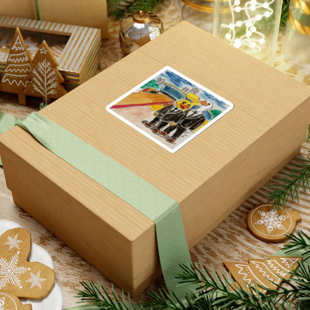 The Taxi Ride Sticker Paper products hand painted duck art card, collectible mini art, travel souvenir, cruise gift idea - The Duck & Compass Society