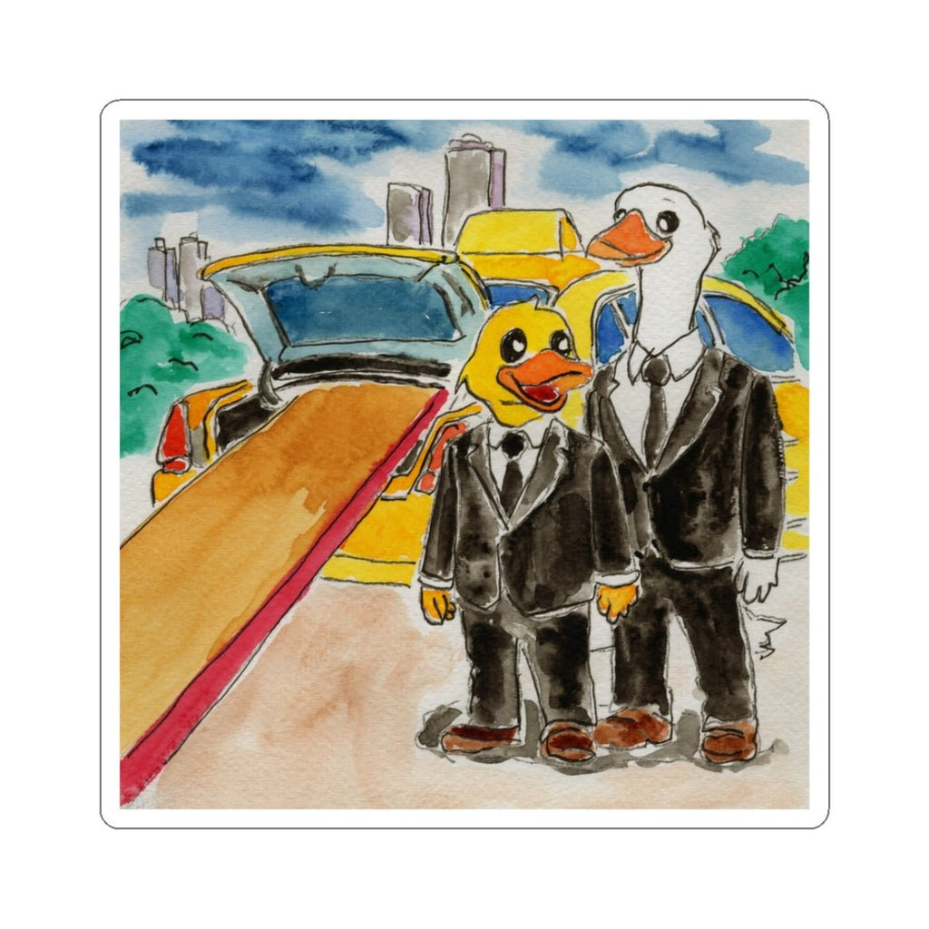 The Taxi Ride Sticker Paper products hand painted duck art card, collectible mini art, travel souvenir, cruise gift idea - The Duck & Compass Society