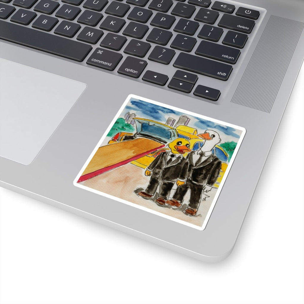 The Taxi Ride Sticker Paper products hand painted duck art card, collectible mini art, travel souvenir, cruise gift idea - The Duck & Compass Society