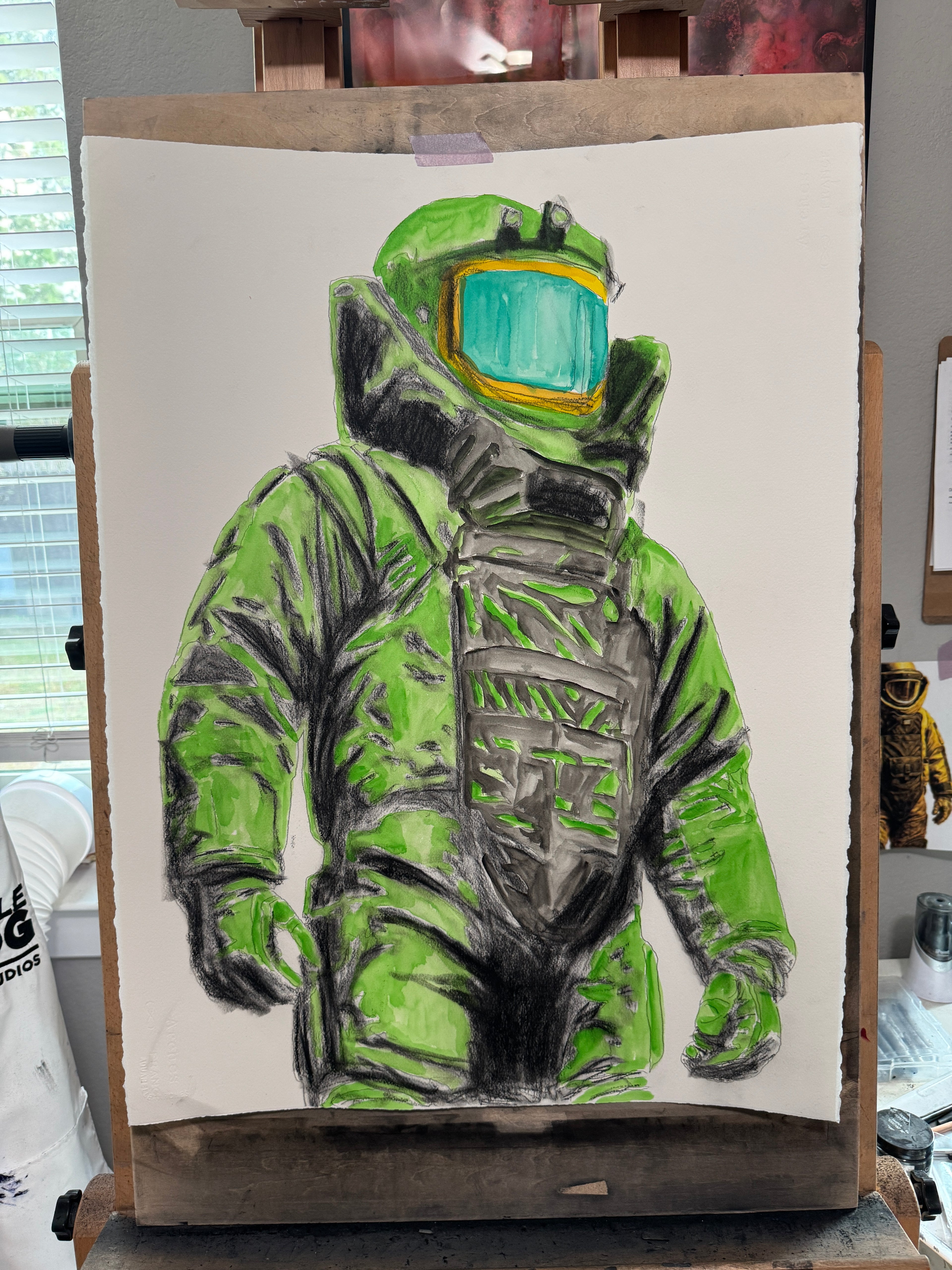 Custom EOD Bomb Suit Portrait | Watercolor by Timothy Colomer — view 5